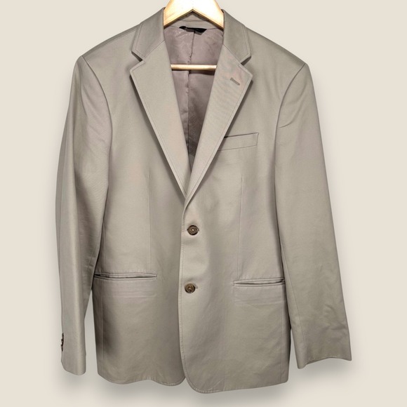 Banana Republic Cotton Blazer Sport Coat Men 42R Beige Two Button Lightweight - Picture 1 of 13
